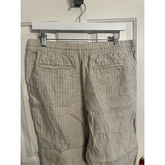 Lands End Natural & White Stripe 100% Linen Beach Pant sz 12P - Picture 5 of 7